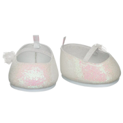 Weiße Glitzer-Ballerinas
