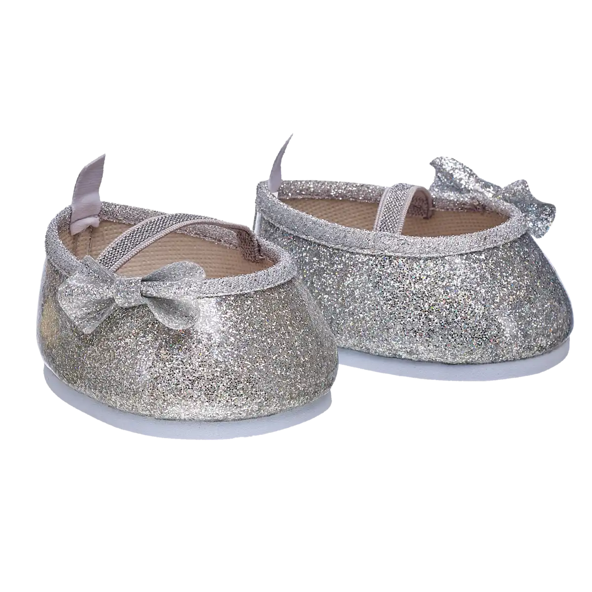 Ballerinaschuhe in Silber mit Schleife