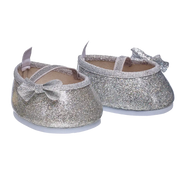 Ballerinaschuhe in Silber mit Schleife