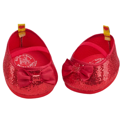 Rote Glitzer-Ballerinas